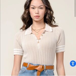 Greylin Cream Button Down Polo Shirt